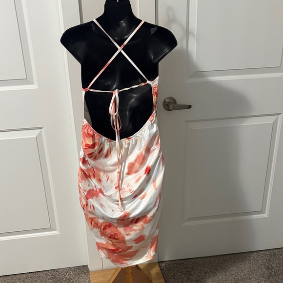 2/$25 SHEIN White and Orange Floral Midi Dress - Picture 2 of 5